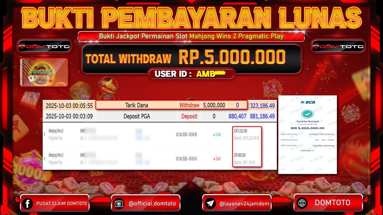 JACKPOT Slot  Mahjong Wins 2 Pragmatic Play 03 OKTOBER 2025
